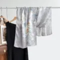 Elegante graue Maulbeerseide Jacquard langer Schal, Blumenmuster edles Seidentuch Geschenk. - Stil 13
