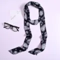Sciarpa foulard sottile in seta nero bianco con stampa cachemire accessorio per borsa - Stile Stampato (PL251008-5*190-7)
