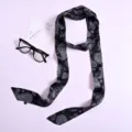 Sciarpa sottile in seta con stampa cachemire nera e bianca, foulard elegante. - Stile Stampato (PL251008-5*190-9)