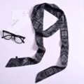 Sciarpa sottile in seta con stampa cachemire nera e bianca, nastro twilly versatile per borse. - Stile Stampato (PL251008-5*190-10)