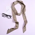 Sciarpa skinny in seta con stampa leopardata da donna, lungo nastro versatile per borsa o collo - Stile Stampato (PL251008-5*190-12)