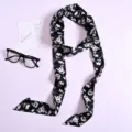 Sciarpa sottile floreale in bianco e nero da donna, nastro twilly elegante per borse e collo. - Stile Stampato (PL251008-5*190-16)