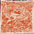 Luxus großer quadratischer Seidenschal mit Dschungel Tierdruck warmer Winterschal - Orange