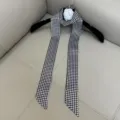 Black and white houndstooth skinny scarf with chic floral accessory for women fashion. - SD140 - Black Houndstooth