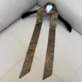 Leopard print skinny scarf detail, smooth satin fabric, elegant neck accessory for women. - SD140 - Brown Small Leopard Print