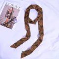 Koreaanse stijl skinny twilly zijden sjaal met elegante bruine paisley print voor tassen. - 190x5cm / 5*190 Paisley-serie-1-Camel