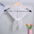 Witte kanten driehoek sjaal, bloemen mesh hoofddoek, elegante zomer accessoire vrouw. - Wit (Stijl 2)