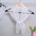 Witte kant bloemen driehoekige sjaal modieuze koreaanse stijl hoofddoek nek wrap decor - Wit (Stijl 3)