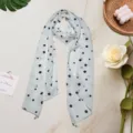 Franse stippen zijden sjaal lichtgewicht lang retro hals sjaal haarband accessoire - Witte Stippen