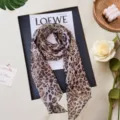 Foulard skinny en soie imprimé léopard, ruban long marron vintage pour femmes et bandeau de cheveux. - Imprimé Léopard Dégradé
