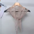 Franse vintage bloemen kant driehoekige sjaal, elegante doorschijnende mesh nekdoek voor dames. - Khaki