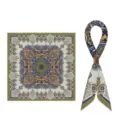 Modisches Vintage Paisley Druck Quadrat Tuch und Twilly Halstuch Set, elegante Seide Optik Stoff. - 70x70cm / Stil 4
