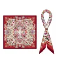 Elegantes 70cm Vintage Paisley Quadrattuch mit rotem Rand und filigranem Blumendesign. - 70x70cm / Stil 7