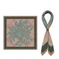 Luxuriöses Seidenquadrattuch mit geometrischem Punktmuster und elegantem Blumenmotiv. - 70x70cm / Stil 11