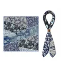 Blaues quadratisches Halstuch mit Blumenmuster und Paisley Patchwork Design für Damen und Herren. - 70x70cm / Stil 14
