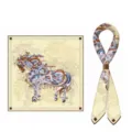 Luxus 70cm Seidenquadratschal mit einzigartigem mechanischem Pferdedruck und elegantem Rand. - Stil 2