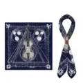 Luxus Samt Quadratisches Tuch 70cm mit elegante Violine Musik geometrischer Druck Handgerollt. - Stil 8
