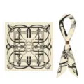Seidenquadrat Tuch und Twilly Set, klassisches Reitergürtel Motiv, elegantes Halstuch. - Stil 16