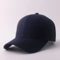 Gorra de béisbol azul oscura lisa, sombrero de sol clásico de algodón con visera curvada. - Ajustable / Parte Superior Dura Lisa / Azul Marino
