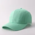 Gorra de béisbol clásica de algodón verde menta liso, visera rígida, sombrero de sol casual diario. - Ajustable / Parte Superior Dura Lisa / Verde Hierba