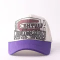 Breathable mesh baseball cap with vintage front letter print, stylish outdoor sun hat for men women - Adjustable / ENTUR - Purple