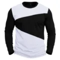 Maglietta manica lunga uomo blocco colore casual slim fit collo rotondo primavera autunno. - Taglia S / Bianco