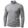 Grauer Herren Rollkragen Langarm T-Shirt schmal geschnittenes Basisshirt fur Herbst Winter. - S / Hellgrau
