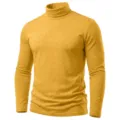 Herren Langarm Rollkragen Pullover Slim Fit Einfarbig thermisches Oberteil Herbst Winter - Gelb