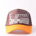Stylish brown and orange mesh baseball cap with front embroidery, breathable outdoor hat. - Adjustable / ENTUR - Orange Yellow