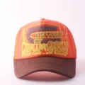 Orange brown trucker baseball hat breathable mesh outdoor sun protection cap for men - Adjustable / ENTUR - Orange Coffee