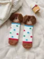 Niedliche 3D Welpen Ohr Korallen Plüsch dicke Socken Damen Winter warme gemütliche Heim Socken - Einheitsgröße / Polka Dots