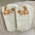Cute 3D cat pom pom crew socks for women, funny cartoon kitten cotton hosiery casual. - Women's Size 35-39 / Milky White