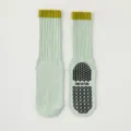 Damen lange Yoga Socken mittelhoch rutschfeste Fitness Sport Socken hellgruen - Einheitsgröße / Grün