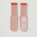 Rosa lange Damen Yoga Socken mit Anti-Rutsch-Sohlen für Fitness, Tanz und Sporttraining. - Einheitsgröße / Altrosa