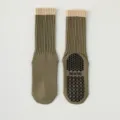Damen Yoga Antirutsch Socken, mittelhohe verdickte Sport Fitness Tanzsocken in gruen farbe. - Einheitsgröße / Armeegrün