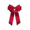Large red satin three-layer bow hair clip for women, elegant festive headwear accessory - Burgundy