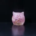 Handcrafted pink resin owl figurine with embedded gold leaf for micro landscape decoration - Deep Pink Stone With Gold Foil