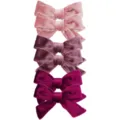 Elegantes Set mit sechs Samtschleifen-Haarspangen für Mädchen in Rosa- und Magentatönen - Kombination 1 (Pink Violett Serie) / 6 Stück/Packung (3 Paare Set)