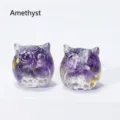 Detailed handcrafted purple amethyst resin owl figurine for micro landscape decor - Amethyst With Gold Foil