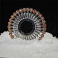 Décoration oeil du diable argentée avec cristaux oranges pour plats de sashimi haut de gamme - Style Rouge Orangé Argent 2