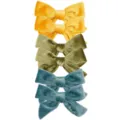 Sechsteiliges Set eleganter Samt-Schleifen-Haarspangen für Mädchen in Herbstfarben - Kombination 2 (Gelb Grün Blau Serie) / 6 Stück/Packung (3 Paare Set)