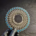 Silver Evil Eye ornament with turquoise beads for decorative sashimi platter display - Silver Blue Green Style 8