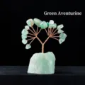 Hand-woven mini crystal fortune tree in Green Aventurine with decorative copper wire - Raw stone fortune tree aventurine