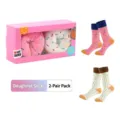 Set mit 2 Paar kreativen Socken im Donut-Design in einer schicken rosa Geschenkbox - Einheitsgröße / Donut Stil / 2er-Pack / Rosa + Weiß