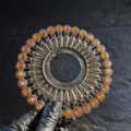 Silver evil eye decorative accessory with orange gems for premium sashimi display - Silver Orange Rainbow Style 9