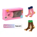 Kreatives Damen-Socken-Set mit Donut-Motiv, Baumwolle, 2 Paar in Pink und Braun - Einheitsgröße / Donut Stil / 2er-Pack / Rosa + Braun