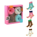 Kreatives Donut-Themen Socken-Set, 4 Paar enthalten in einer rosa Geschenkbox-Verpackung. - Einheitsgröße / Donut Stil / 4 Paar Packung / 4-Paar Sortiment