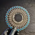 Decorative blue evil eye sunburst ornament for luxury seafood and sashimi food platters - Silver Sky Blue Style 11