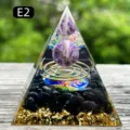 Handmade amethyst orgone pyramid featuring tree of life and black obsidian stones - E2 Amethyst + Coil + Obsidian / 5cm