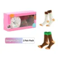 Kreatives 2er-Set Socken im Donut-Design für Damen in charmanter rosa Geschenkbox - Einheitsgröße / Donut Stil / 2er-Pack / Braun Und Weiß